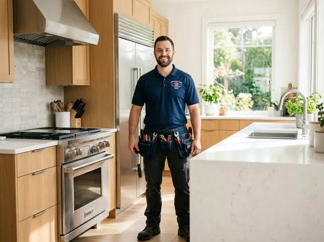 Appliance Repair Hero technician in a Andover, MN kitchen after an appliance repair